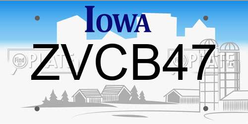 ZVCB47 Iowa License Plate
