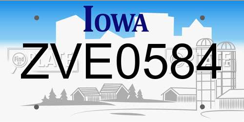 ZVE0584 Iowa License Plate