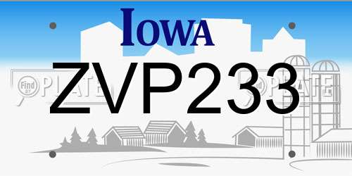 ZVP233 Iowa License Plate