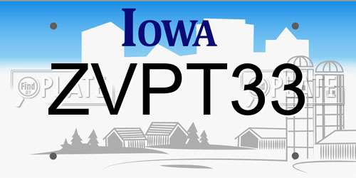 ZVPT33 Iowa License Plate