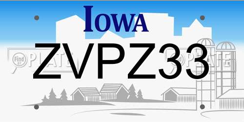 ZVPZ33 Iowa License Plate