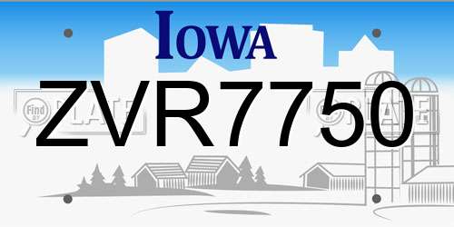 ZVR7750 Iowa License Plate