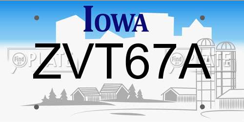 ZVT67A Iowa License Plate