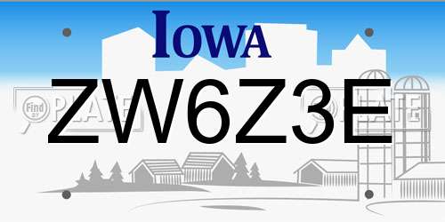 ZW6Z3E Iowa License Plate