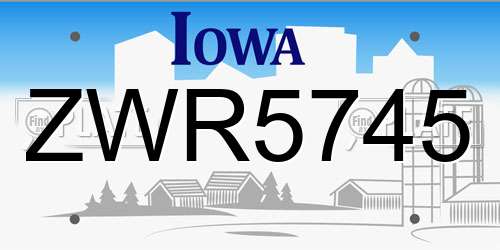 ZWR5745 Iowa License Plate