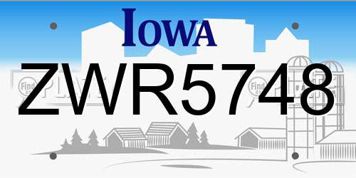 ZWR5748 Iowa License Plate