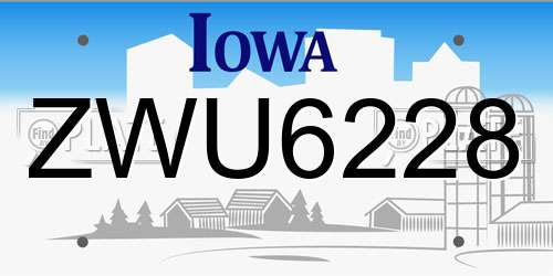 ZWU6228 Iowa License Plate