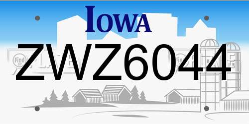 ZWZ6044 Iowa License Plate