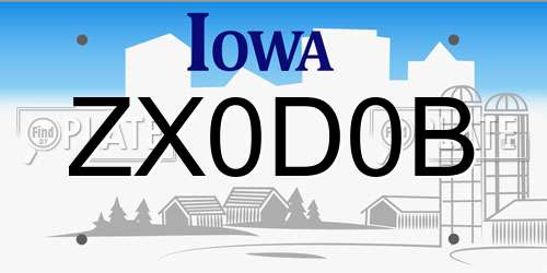 ZX0D0B Iowa License Plate
