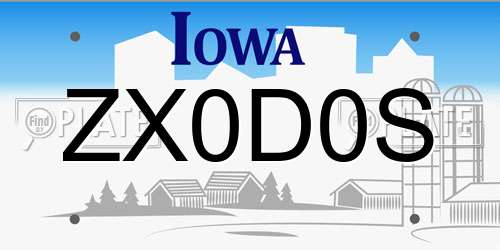 ZX0D0S Iowa License Plate