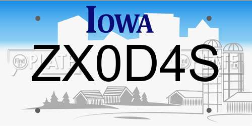 ZX0D4S Iowa License Plate