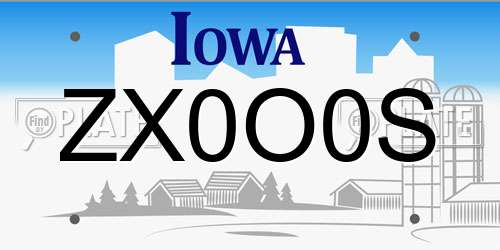 ZX0O0S Iowa License Plate