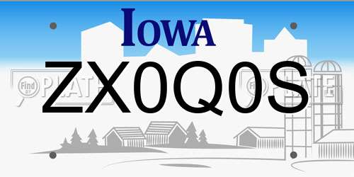 ZX0Q0S Iowa License Plate