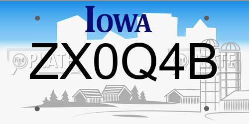 ZX0Q4B Iowa License Plate