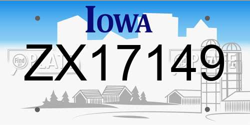 ZX17149 Iowa License Plate