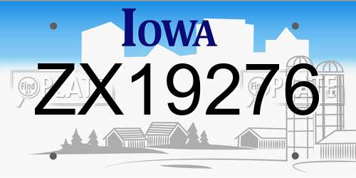 ZX19276 Iowa License Plate