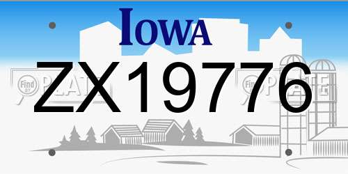 ZX19776 Iowa License Plate