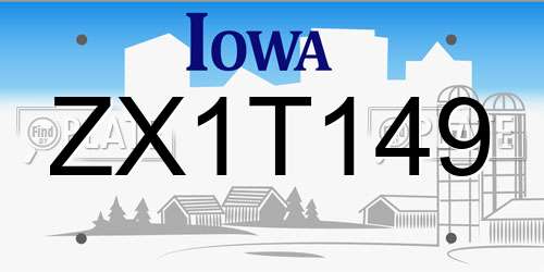 ZX1T149 Iowa License Plate
