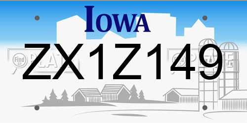 ZX1Z149 Iowa License Plate