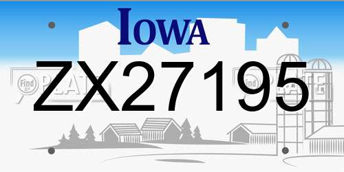 ZX27195 Iowa License Plate