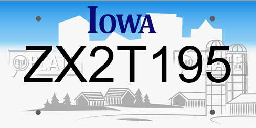 ZX2T195 Iowa License Plate
