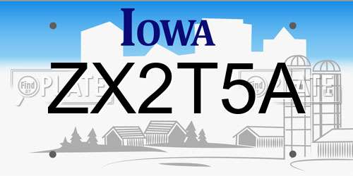 ZX2T5A Iowa License Plate