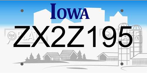 ZX2Z195 Iowa License Plate