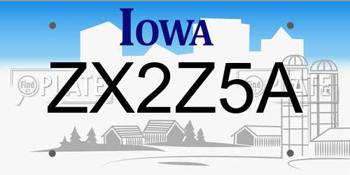 ZX2Z5A Iowa License Plate