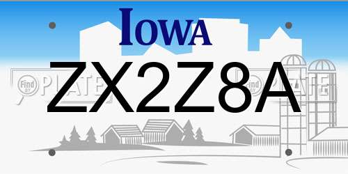 ZX2Z8A Iowa License Plate