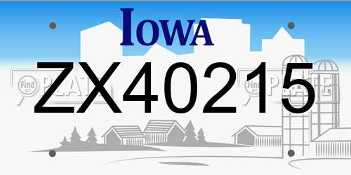 ZX40215 Iowa License Plate