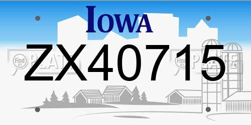 ZX40715 Iowa License Plate
