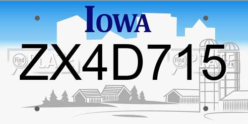 ZX4D715 Iowa License Plate