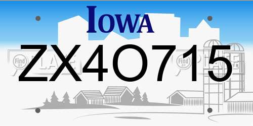 ZX4O715 Iowa License Plate