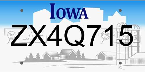 ZX4Q715 Iowa License Plate