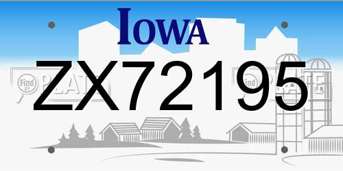 ZX72195 Iowa License Plate