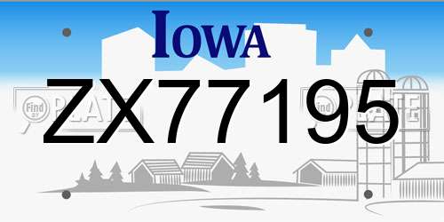 ZX77195 Iowa License Plate