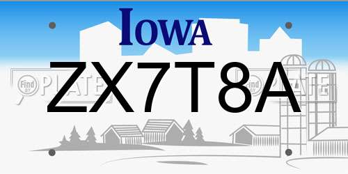 ZX7T8A Iowa License Plate