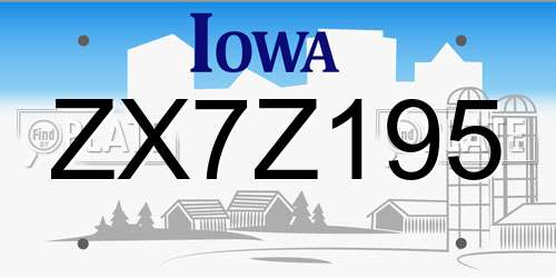 ZX7Z195 Iowa License Plate