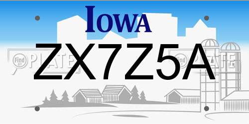 ZX7Z5A Iowa License Plate