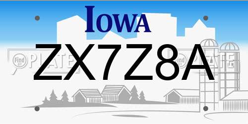 ZX7Z8A Iowa License Plate