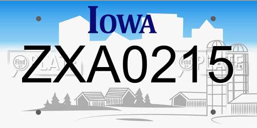 ZXA0215 Iowa License Plate