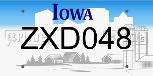 ZXD048 Iowa License Plate