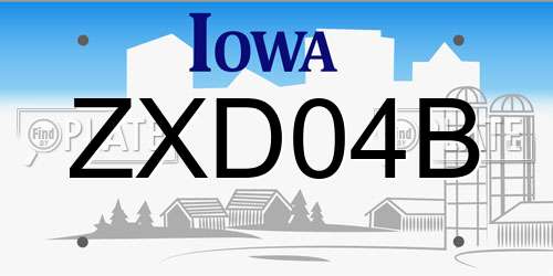 ZXD04B Iowa License Plate
