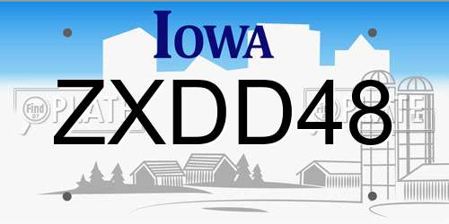 ZXDD48 Iowa License Plate