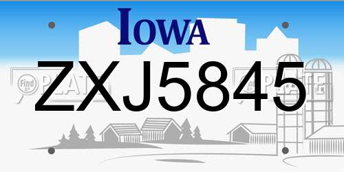 ZXJ5845 Iowa License Plate