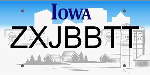 ZXJBBTT Iowa License Plate
