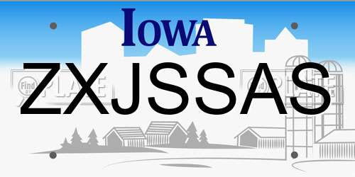 ZXJSSAS Iowa License Plate