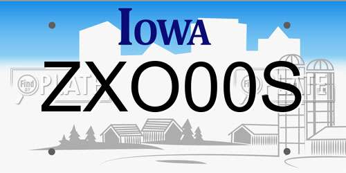 ZXO00S Iowa License Plate
