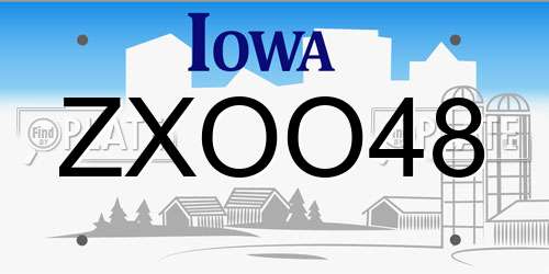 ZXOO48 Iowa License Plate
