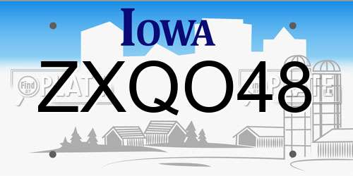 ZXQO48 Iowa License Plate